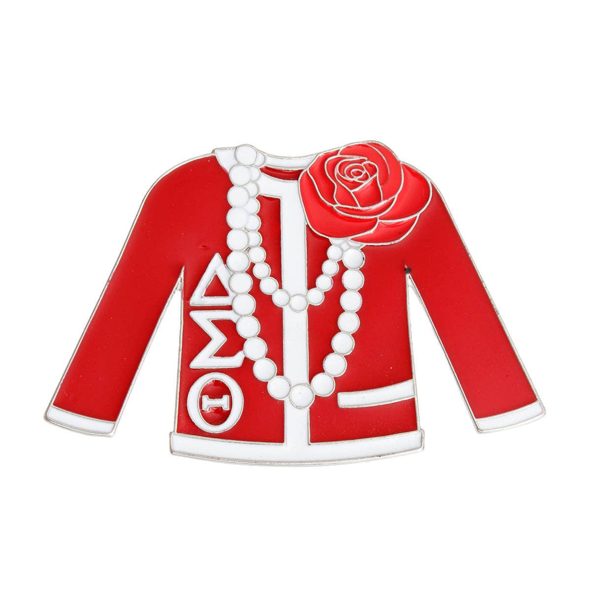 Red White Sweater Sorority Pin: Red and White