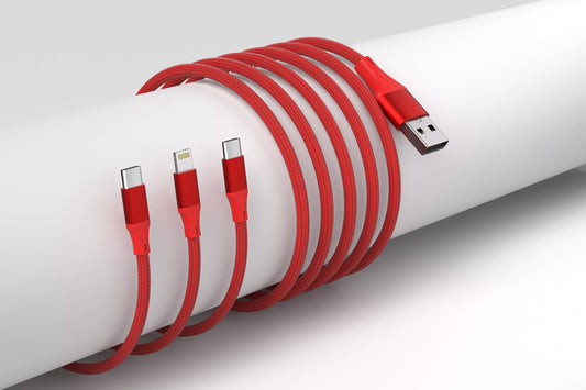 3-in-1 Cable For IPhone/Ipad & Android Devices - Retail Pack: Red