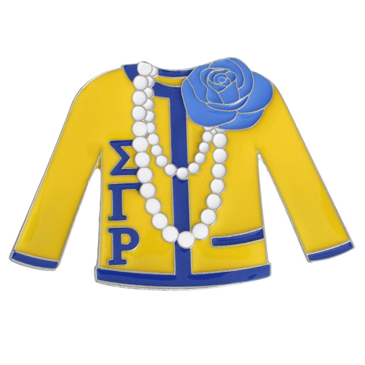 Yellow Blue Sweater Sorority Pin: Gold and Blue