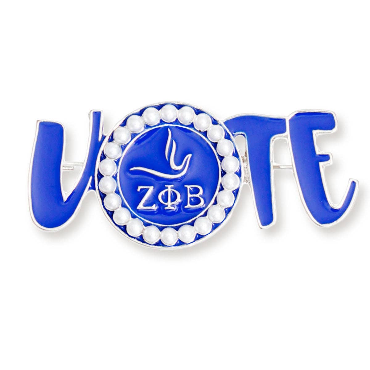 Brooch Zeta Phi Vote Sorority Pin for Women: Blue and White