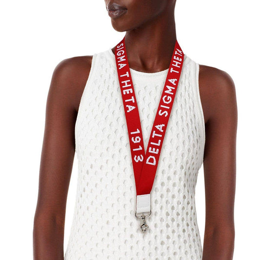 DST Red Canvas Lanyard ID Badge Clip Women: Color: Red and White