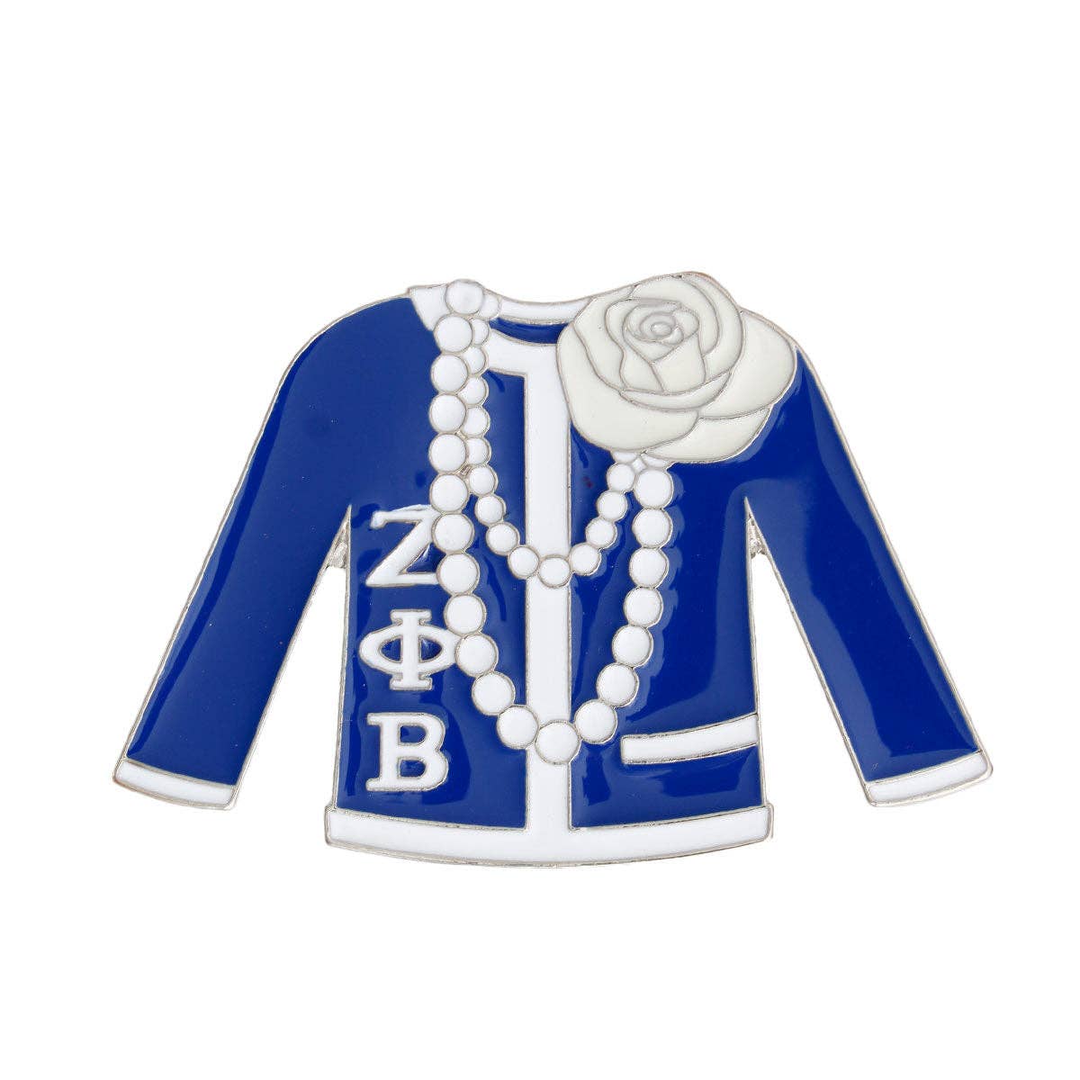 Blue White Sweater Sorority Pin: Blue and White