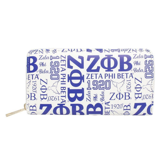 ZPB Sorority Pride Graphic Print Zipper Wallet: Color: Blue and White