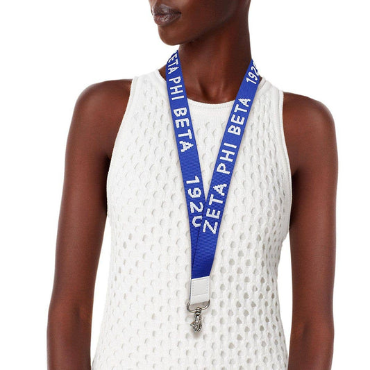 ZPB Blue Canvas Lanyard ID Badge Clip Women: Color: Blue and White