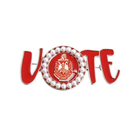 Brooch Delta Sigma Vote Sorority Pin for Women: Red and White