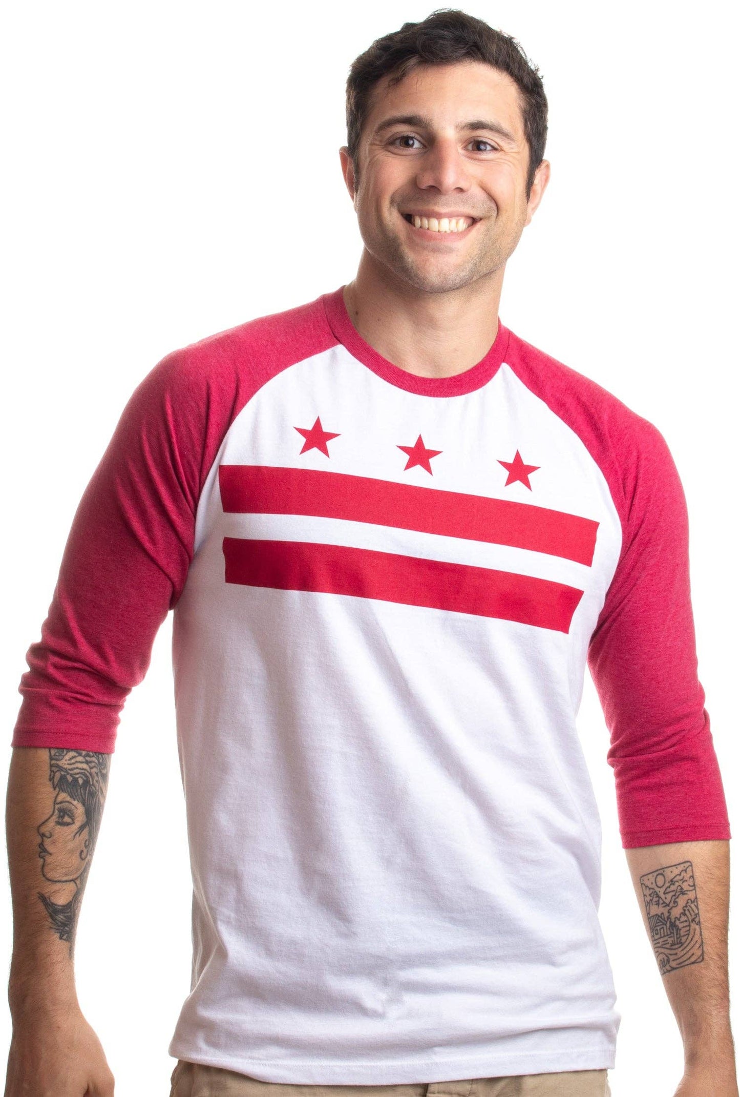 Washington DC Flag Capitol Raglan Baseball T-Shirt