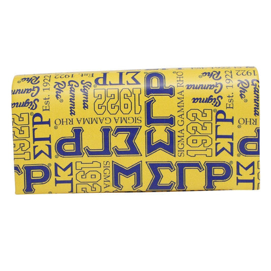 SGRHO Sorority Pride Graphic Print Fold Over Clutch: Color: Gold and Blue